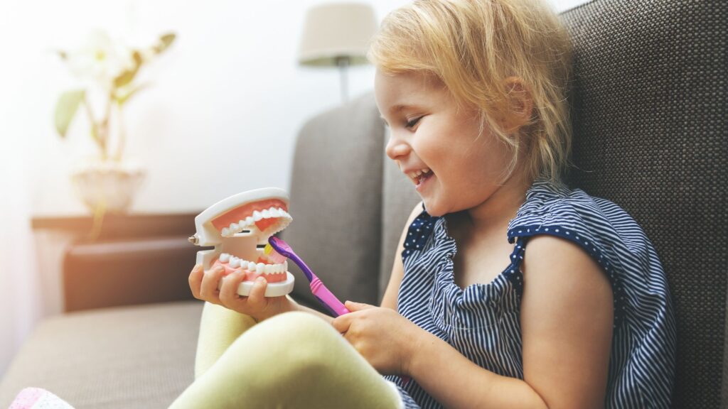 chid brushing teeth 