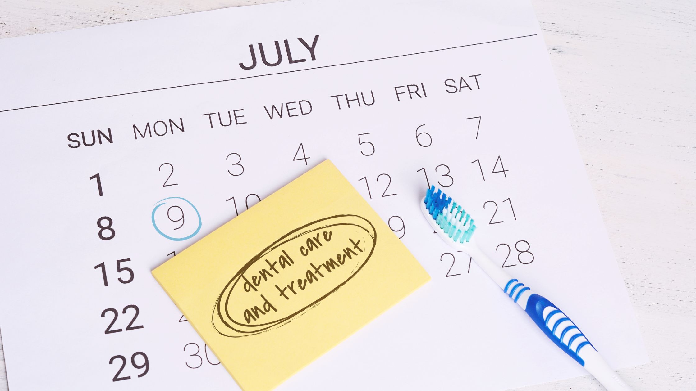 Calendar with toothbrush